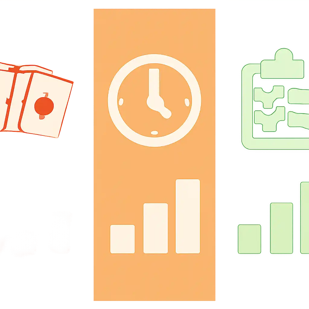 Infographic comparing options using coloured bars and, gogo rummy: Rules, Timings and Results