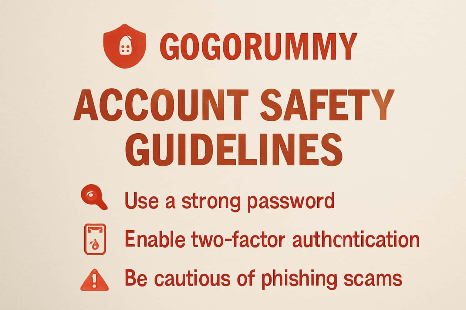 An informative graphic about Gogorummy Account Safety Guidelines.
