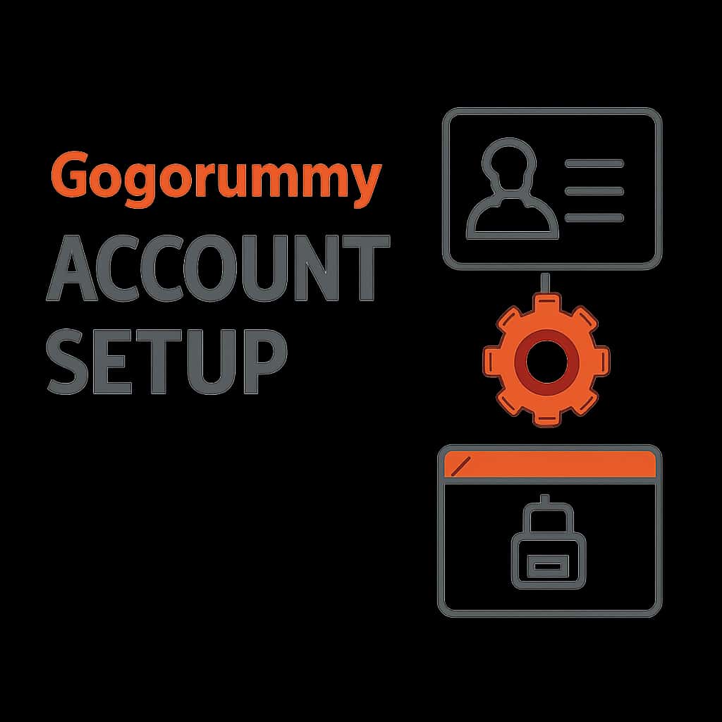 An educational diagram outlining the steps of setting up a Gogorummy account.