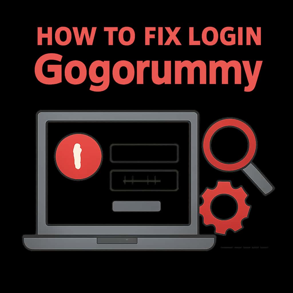 An educational illustration on troubleshooting login issues in Gogorummy.