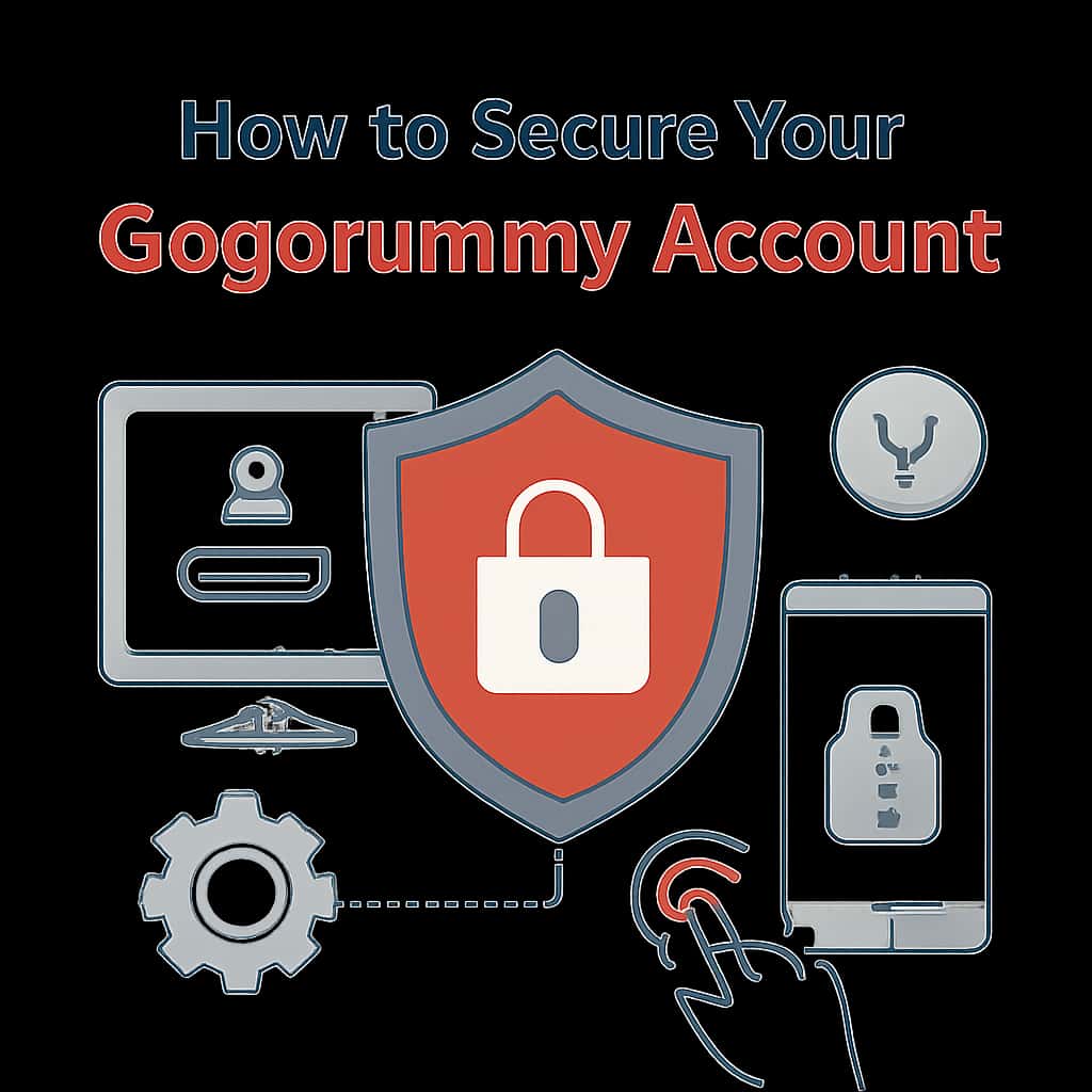 Illustration explaining steps to secure a Gogorummy account.