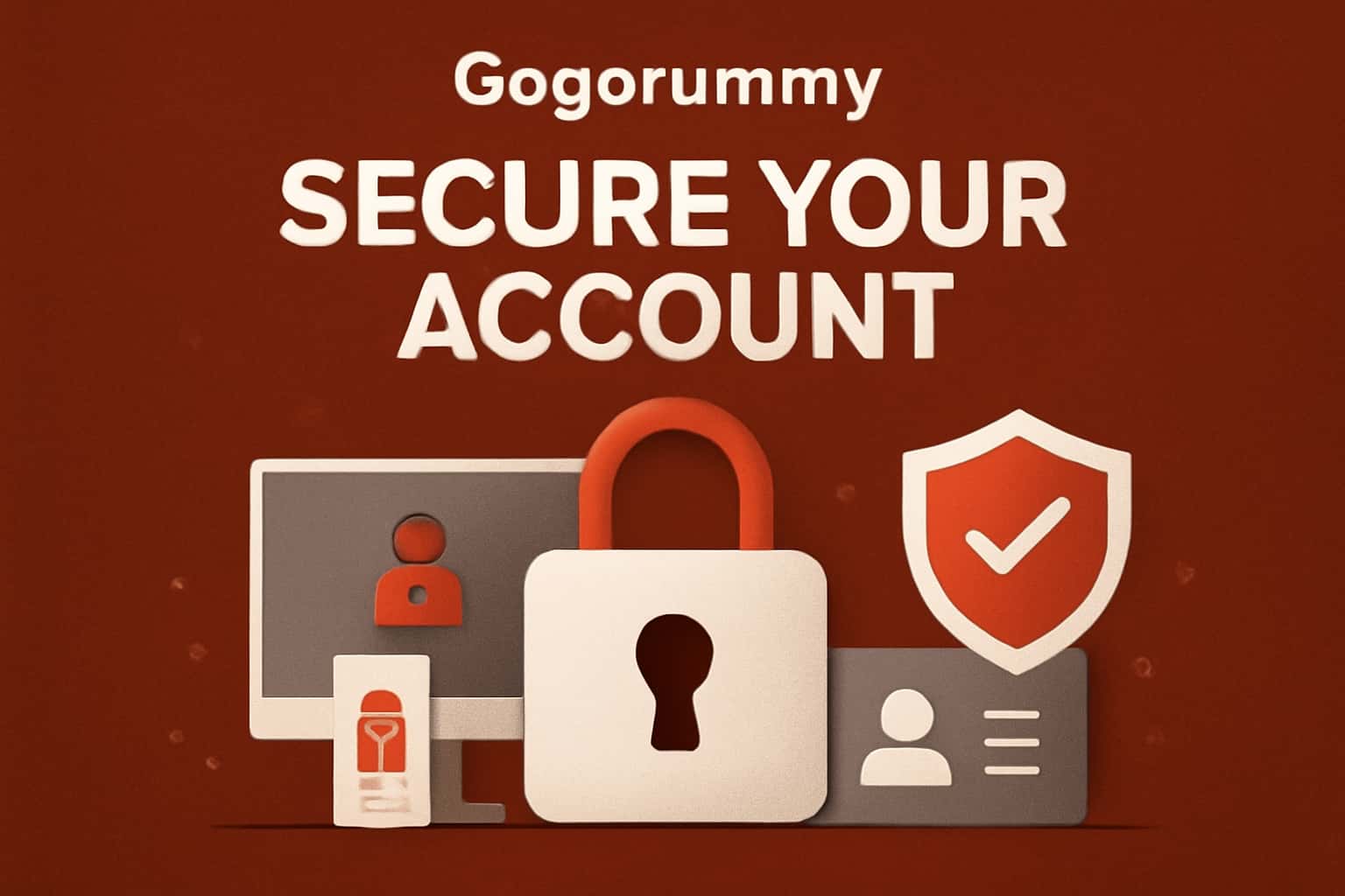 An informative graphic illustrating account security features for Gogorummy.