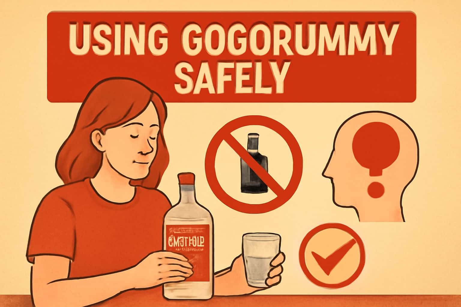 An informative design illustrating safety practices for using Gogorummy.
